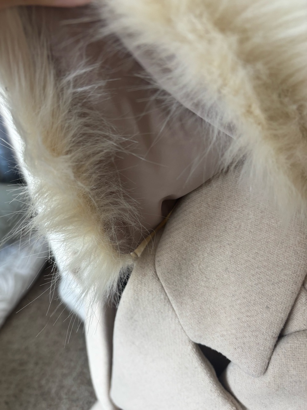 Abercrombie & Fitch Wool Blend Tan Long Length Coat w Removable Faux Fur Collar - Picture 5 of 16